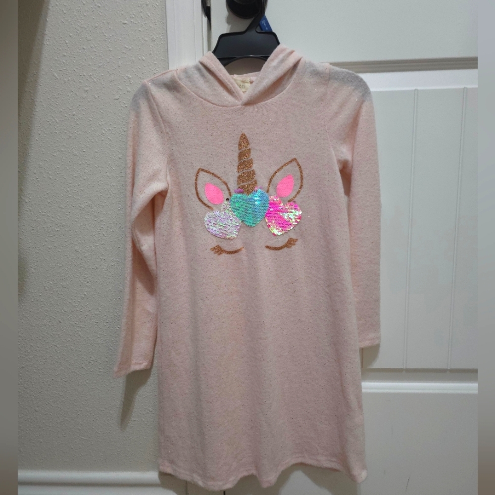 btween Pink Unicorn Hoodie Dress